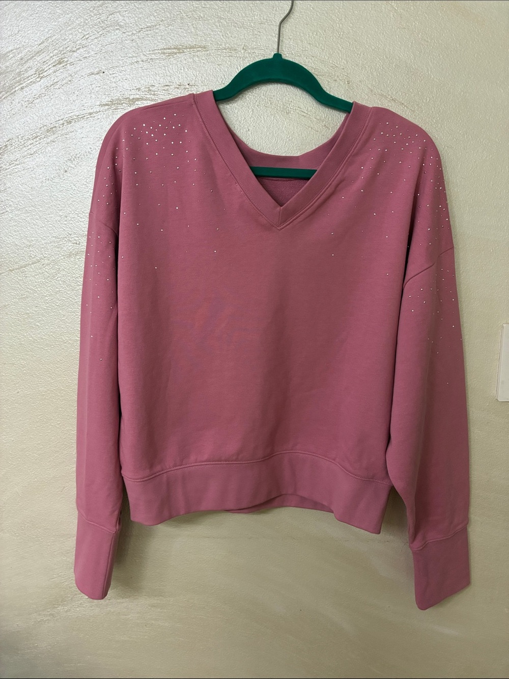 Boss Rose Pink V-back Sweater with Sparkle Studs